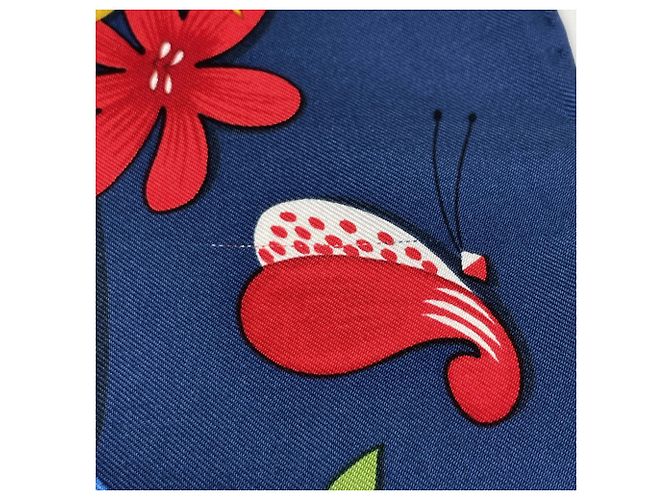 Foulard in seta Gucci con motivo floreale Blu Multicolore - vista 3