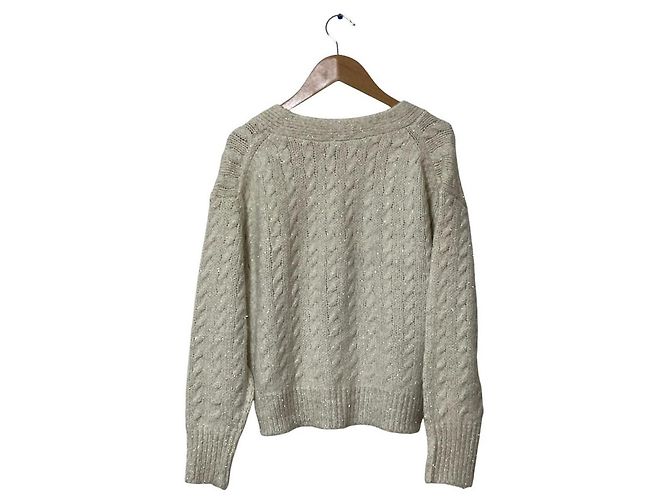 Autre Marque PLST Zopfstrick-Cardigan mit Lurex Weiß - Ansicht 2