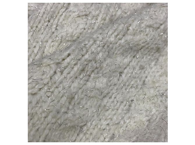 Autre Marque PLST Zopfstrick-Cardigan mit Lurex Weiß - Ansicht 3