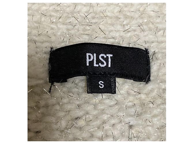 Autre Marque PLST Zopfstrick-Cardigan mit Lurex Weiß - Ansicht 4