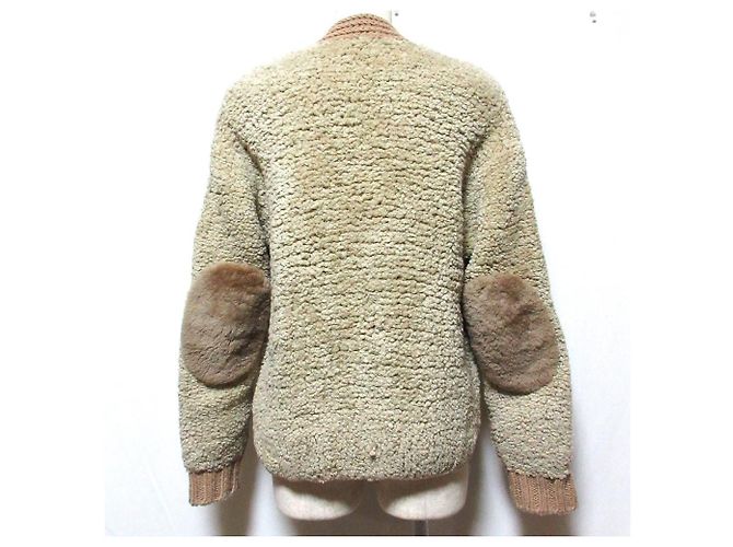 Autre Marque Cárdigan de punto Drawer con coderas y piel de oveja Beige - vista 2