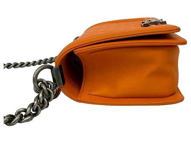 Borsa a tracolla Chanel Boy in pelle Arancione - vista 5