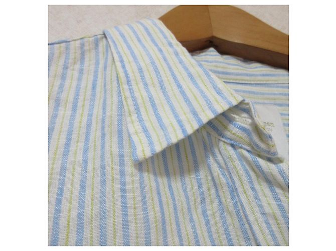 Autre Marque Camicia in lino a righe green label relaxing Collet Ray Bianco Blu Blu chiaro - vista 3