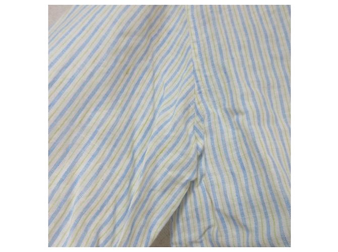 Autre Marque Camicia in lino a righe green label relaxing Collet Ray Bianco Blu Blu chiaro - vista 4