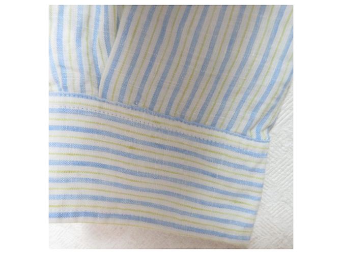 Autre Marque Camicia in lino a righe green label relaxing Collet Ray Bianco Blu Blu chiaro - vista 5