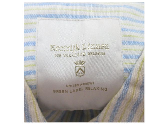 Autre Marque Camicia in lino a righe green label relaxing Collet Ray Bianco Blu Blu chiaro - vista 7