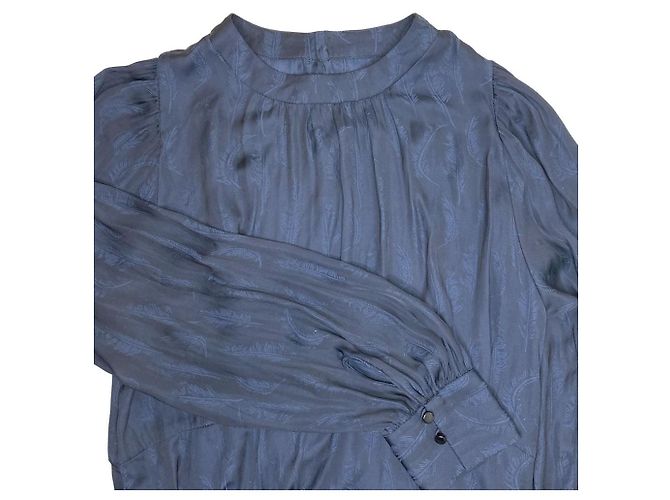 Autre Marque green label relaxing Feather Pattern Long Dress Blue Navy blue - view 4