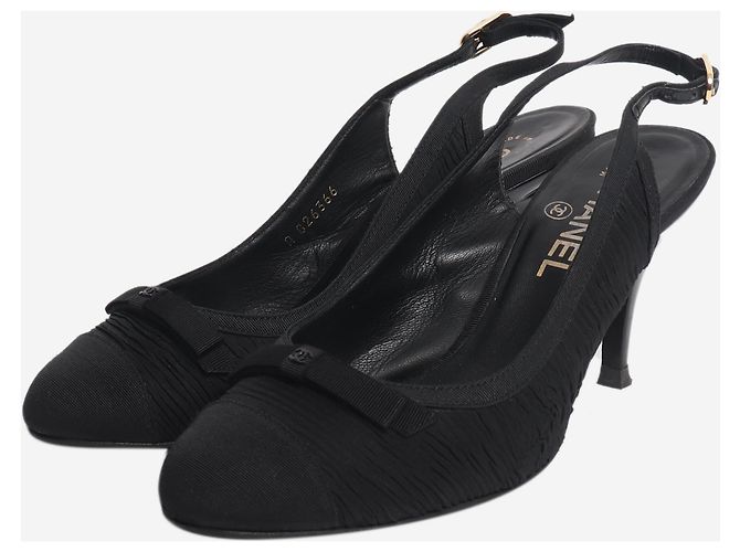 Chanel Décolleté slingback fruncizzate nere - size EU 38 Nero - vista 2