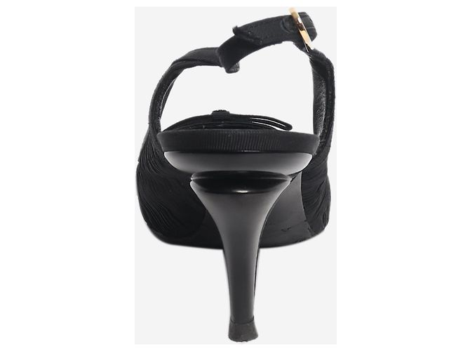 Chanel Décolleté slingback fruncizzate nere - size EU 38 Nero - vista 3