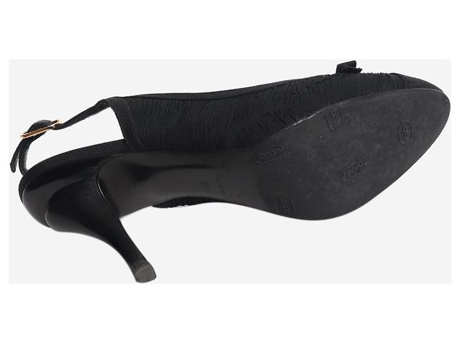 Chanel Décolleté slingback fruncizzate nere - size EU 38 Nero - vista 4
