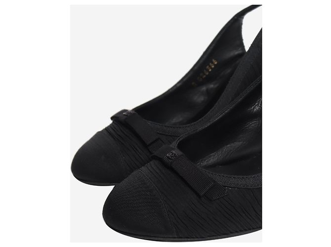 Chanel Décolleté slingback fruncizzate nere - size EU 38 Nero - vista 5