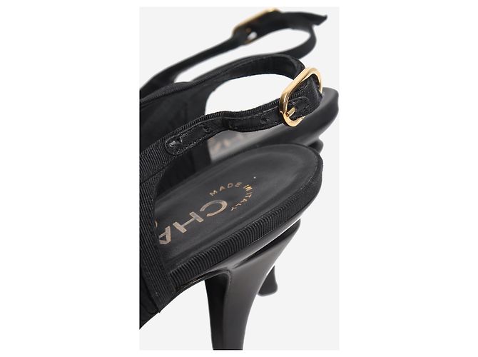 Chanel Décolleté slingback fruncizzate nere - size EU 38 Nero - vista 6
