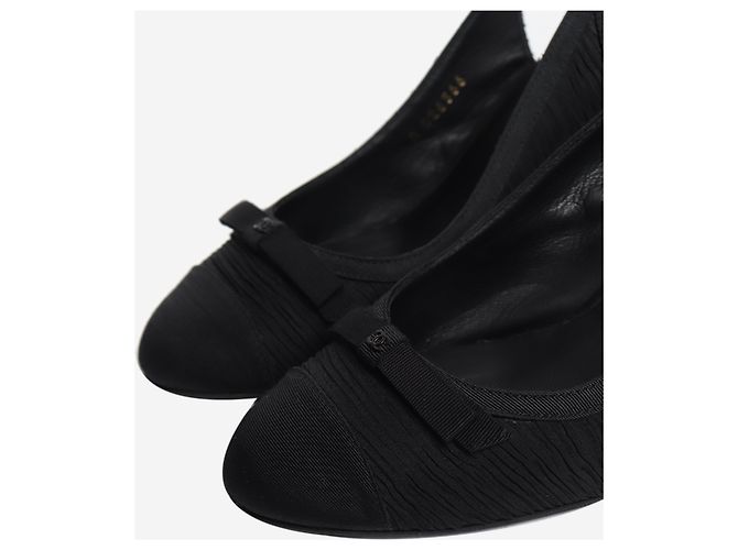 Chanel Décolleté slingback fruncizzate nere - size EU 38 Nero - vista 8