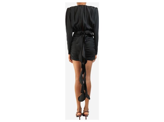 Magda Butrym Mini abito nero ruched a maniche lunghe - taglia UK 8 - vista 2