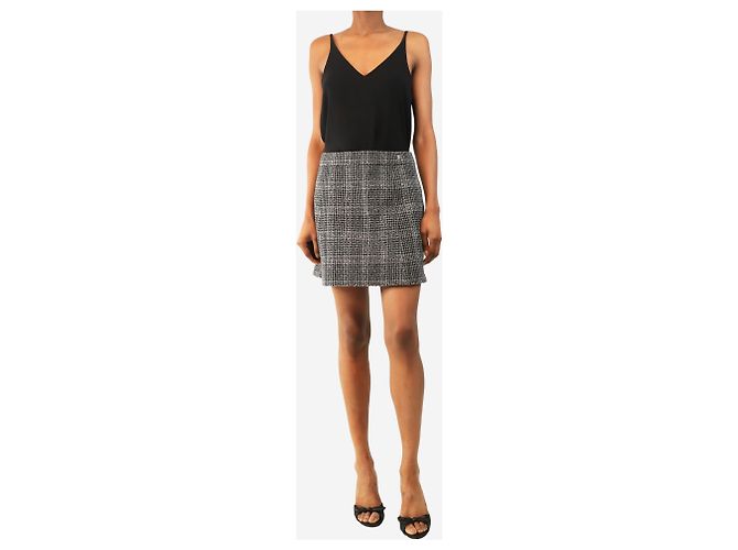 Chanel Minifalda de tweed gris y negra - size UK 8 - vista 2