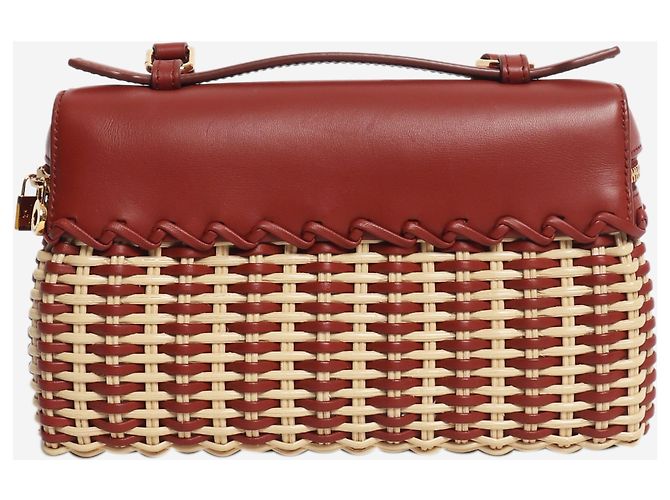 Loro Piana Borsa in vimini marrone con tasca extra - vista 4
