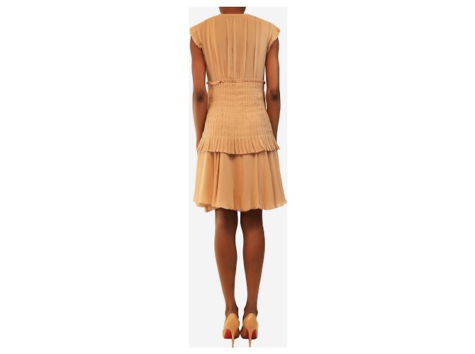 Chanel Vestido mini sin mangas de gasa de seda blush - size UK 8 - vista 2