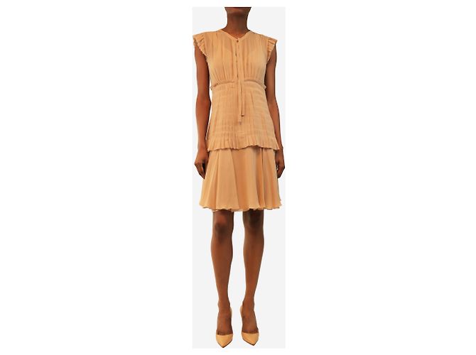 Chanel Vestido mini sin mangas de gasa de seda blush - size UK 8 - vista 3