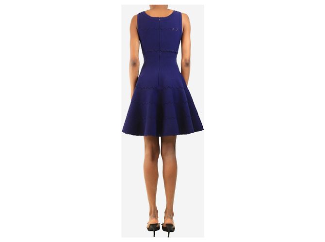 Alaïa Blaues Zigzag-Strick-Skaterkleid - size UK 10 - Ansicht 2