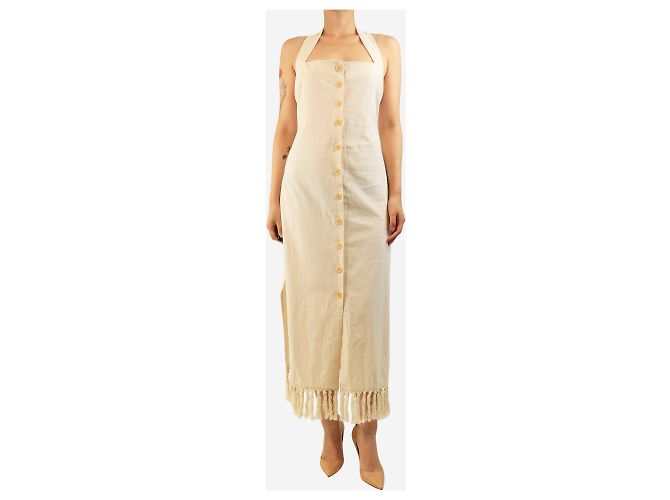 Nanushka Vestido halterneck de algodón neutro - size L - vista 3