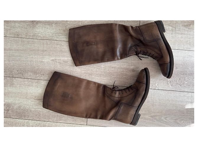 Stivali alti stringati in pelle marrone Gucci - vista 11