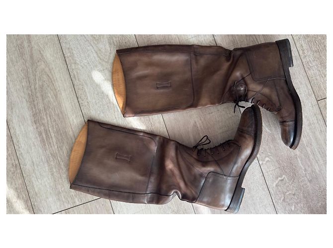Stivali alti stringati in pelle marrone Gucci - vista 12