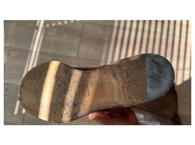 Stivali alti stringati in pelle marrone Gucci - vista 3