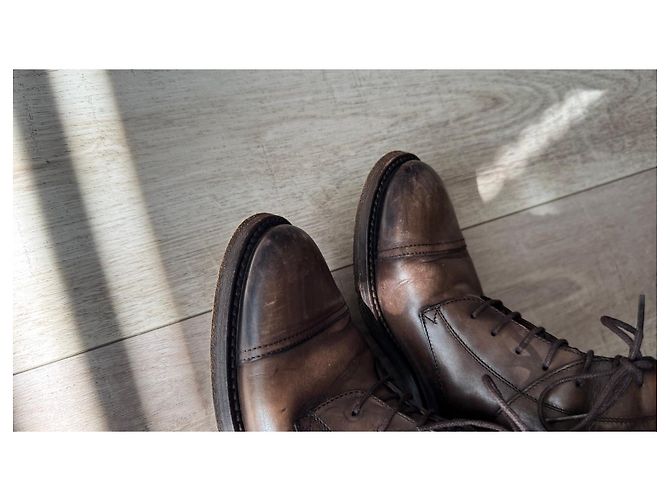 Stivali alti stringati in pelle marrone Gucci - vista 5