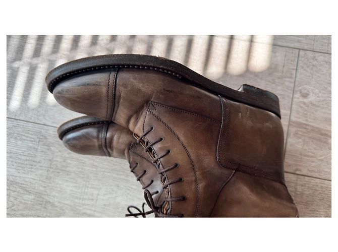 Stivali alti stringati in pelle marrone Gucci - vista 6