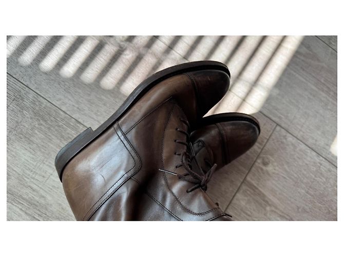 Stivali alti stringati in pelle marrone Gucci - vista 7