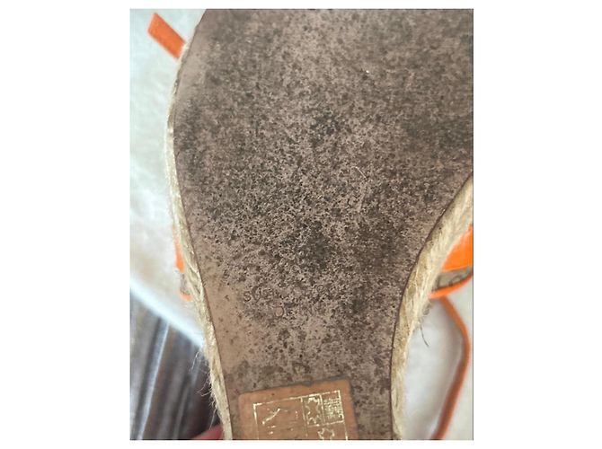 Espadrillas wedge in tela monogram Christian Dior Marrone Arancione Monogramma - vista 4