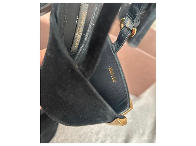 Louis Vuitton Black Suede Platform Sandals - view 2