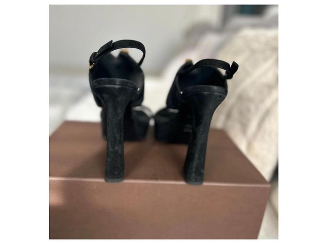 Louis Vuitton Black Suede Platform Sandals - view 7