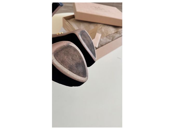 Double Prada Black Suede Platform Peep-Toe Heels - view 7