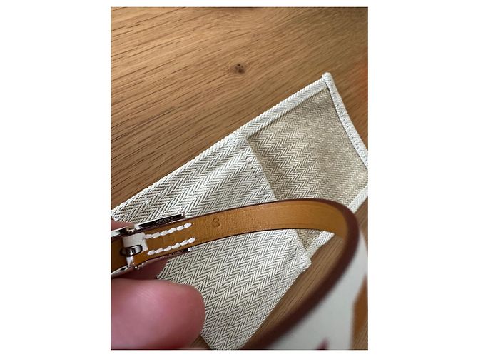 Hermès Be Happy leather bracelet size 5 Brown White Golden - view 5