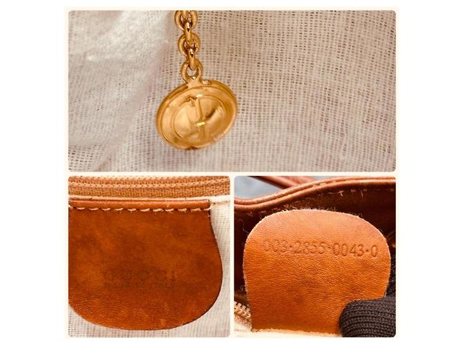 Gucci Zaino in pelle camel/cognac con manico in bambù Cammello - vista 3