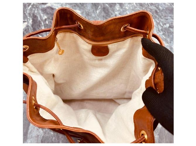 Gucci Zaino in pelle camel/cognac con manico in bambù Cammello - vista 6