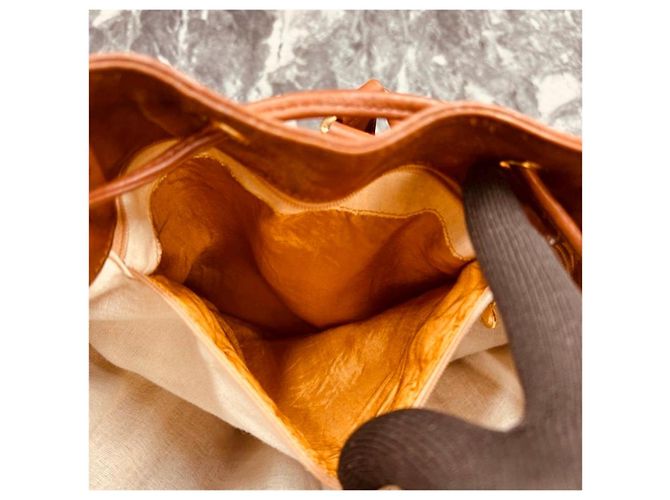 Gucci Zaino in pelle camel/cognac con manico in bambù Cammello - vista 7