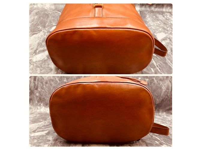 Gucci Zaino in pelle camel/cognac con manico in bambù Cammello - vista 9