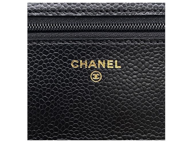 Portafoglio a catena Chanel in vitello granulato nero - vista 11