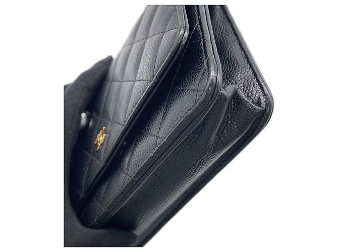 Portafoglio a catena Chanel in vitello granulato nero - vista 7