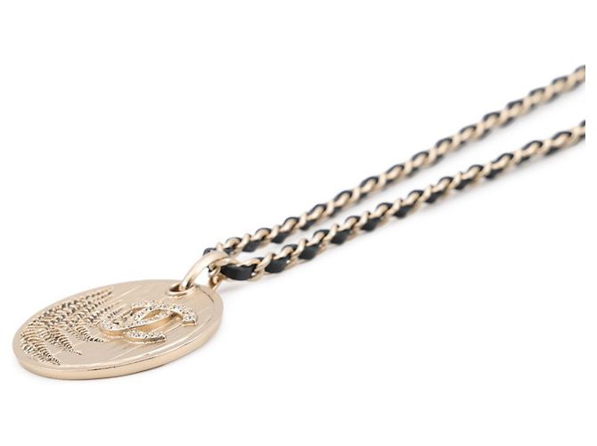 Collar Chanel de strass Dorado - vista 2