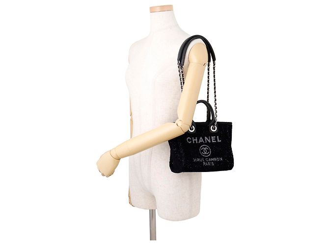 Borsa Tote Chanel Deauville Nero - vista 4