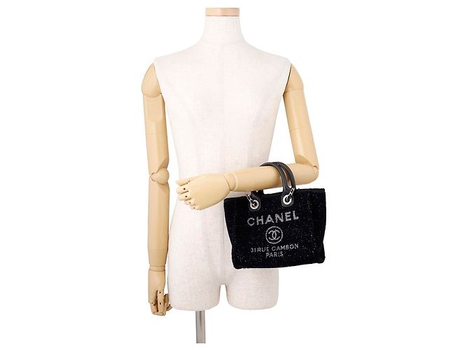 Borsa Tote Chanel Deauville Nero - vista 5