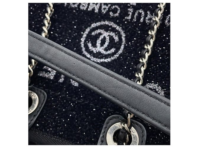 Borsa Tote Chanel Deauville Nero - vista 9