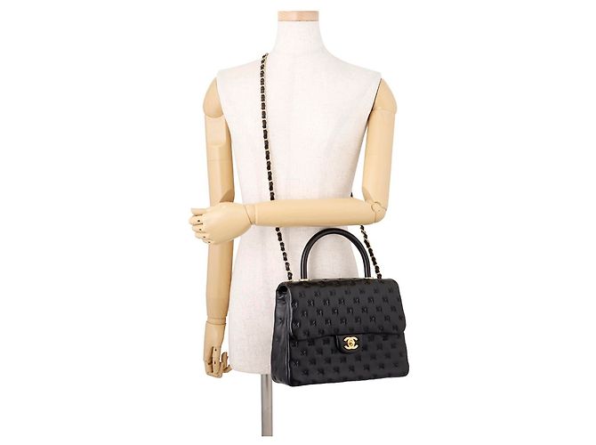 Borsa a mano Chanel in pelle d'agnello nera Nero - vista 4
