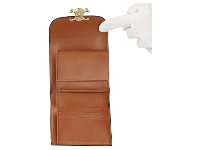 Céline Cartera Tri-fold Celine Triomphe Castaño Beige - vista 5