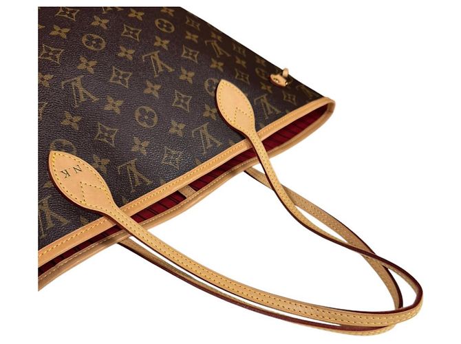 Borsa Tote Louis Vuitton Neverfull MM Monogram Marrone Fuschia - vista 10