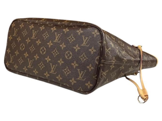 Borsa Tote Louis Vuitton Neverfull MM Monogram Marrone Fuschia - vista 5