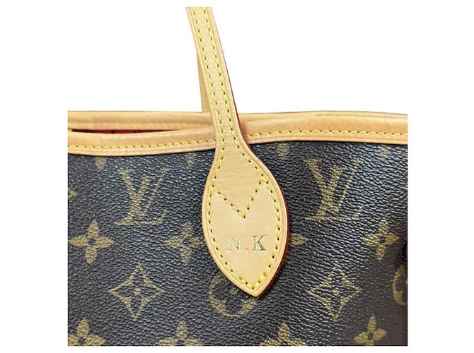 Borsa Tote Louis Vuitton Neverfull MM Monogram Marrone Fuschia - vista 9